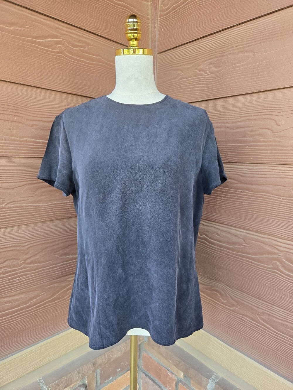 CHAUS 100% Silk Black Short Sleeve Blouse Women’s Size 10
